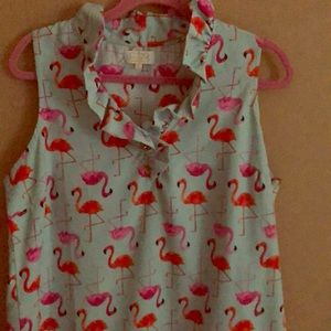 Fun flamingo ruffled blouse